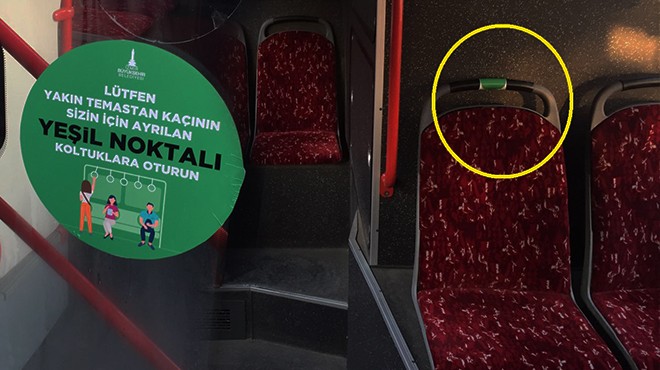 İzmir'de otobüslere sosyal mesafe kuralı!