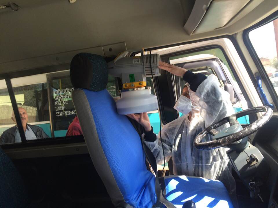 Ödemiş'te virüs ile mücadele: Ticari araçlar ilaçlanıyor