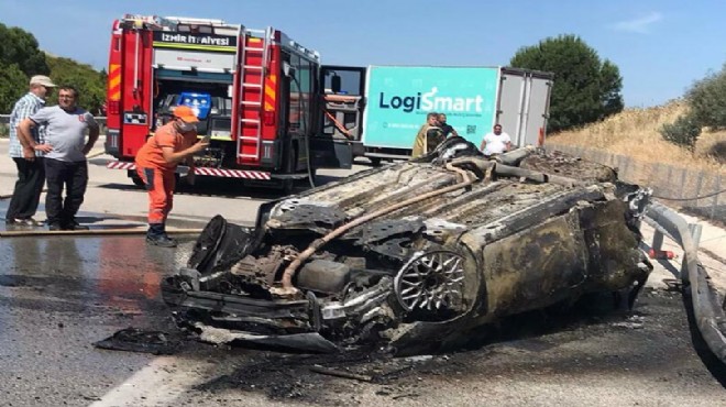 İzmir-Çeşme yolunda korkunç kaza! Takla atan otomobil yandı: 2 ölü, 2 yaralı