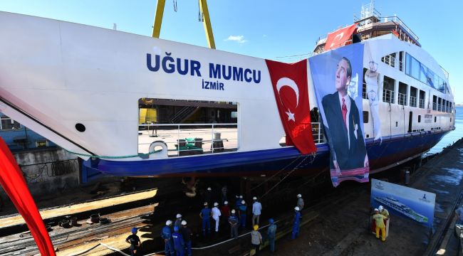 Uğur Mumcu Feribotu törenle denize indirildi