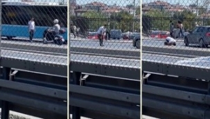 Bahçelievler'de bir kişi yolun ortasında namaz kıldı