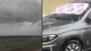 İzmir'de beklenen yağış başladı : Kıyıları hortum ve dolu vurdu!