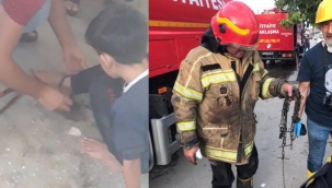 Yanan evde zincirli bulunan çocuk