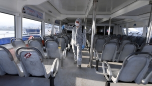 Toplu taşıma araçları gün boyu dezenfekte ediliyor