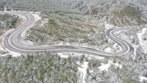 Beyaza bürünen İzmir dağları havadan görüntülendi! Kartpostallık görüntüler.. 