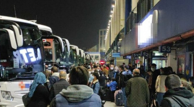 Otogarlarda tam kapanma yoğunluğu gece de devam etti