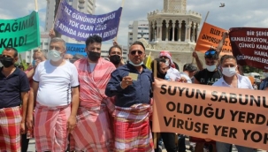 İzmir'de hamamcılar eylem yaptı: Hamamlar virüs yuvası değil 