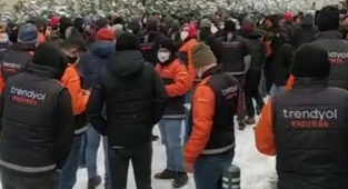 Trendyol Express kuryeleri düşük zam teklifini protesto etti