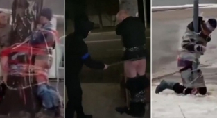 Ukrayna’da Orta Çağ’dan kalma görüntüler: Direğe bağlayıp kırbaçladılar