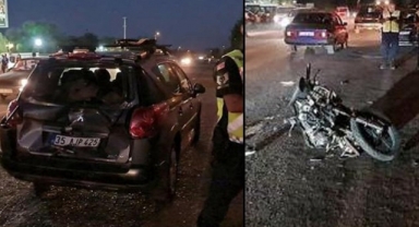 Tire'de feci kaza :Motosiklet metrelerce sürüklendi