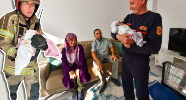 Kahraman itfaiyeci kurtardığı Nehir bebekle buluştu