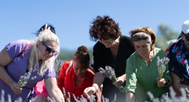 İzmir'de kadın muhtarlar lavanta hasadında bir araya geldi