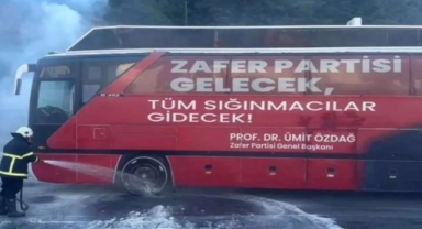 Ümit Özdağ'ın otobüsünde yangın
