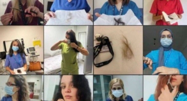 Darp edilen sağlık çalışanına destek: Hemşireler saçlarını kesti