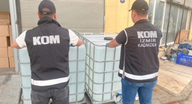 Bornova'da işyerinde 3.1 ton etil alkol ele geçirildi
