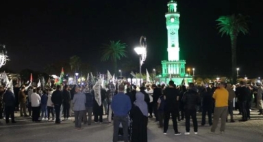 Gece boyu sürdü... İzmir'de İsrail protestosu