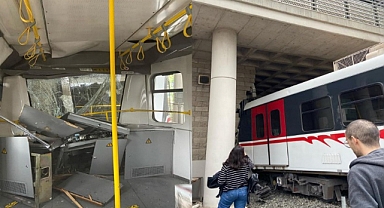 İzmir'de metro raydan çıktı, duvara çarptı!