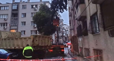 Konak Belediyesi ekipleri fırtınadan yıkılan ağaca müdahale etti