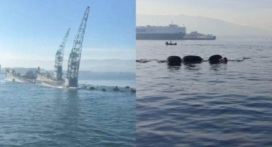 Tersanedeki yüzer havuz battı... 24 personel kurtarıldı!