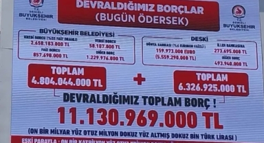 CHP'li Başkan, AK Parti'den kalan rekor borcu dev panoya astı