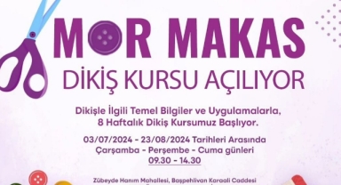 Kadınlar Mor Makas ile dikiş öğrenecek