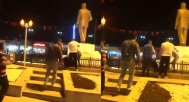 Atatürk heykeline saldıran kadın gözaltına alındı