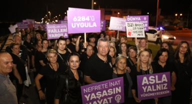 Güzelbahçe şiddete karşı yürüdü