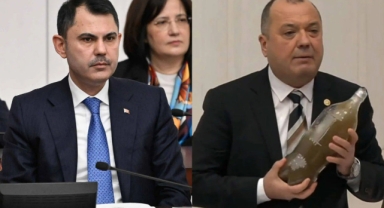 TBMM'de gerilim yükseldi: CHP'li Ergun kirli su getirdi, Murat Kurum yere fırlattı!