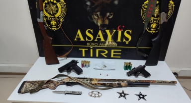 Tire İlçe Emniyet Müdürlüğü duyurdu: Çok sayıda uyuşturucu madde ve silah ele geçirildi!