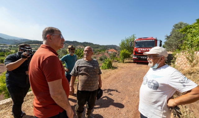 Başkan Tugay yangın bölgesini inceledi