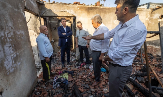 Büyükşehir’den evi yanan aileye yardım eli