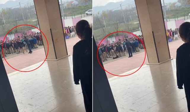 Bursa'da bir okulda skandal görüntü: Müdür, öğrenciyi yere fırlattı!