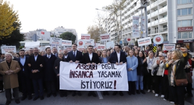 CHP İzmir'de asgari ücrete karşı yürüdü: Bütçede saray var, emekçi yok!