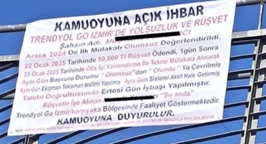 İzmir'de şaşırtan pankart: Trendyol Go'da rüşvet iddiası!