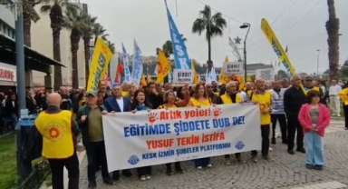 İzmir’de eğitimcilerden okul saldırılarına tepki: Sokaklara indiler!